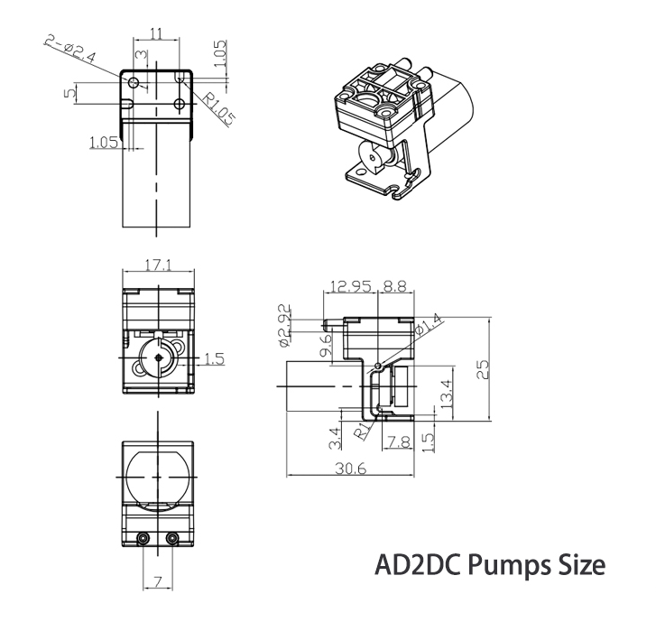 Air Pump Silent - 5V DC ブラシモーターミニポンプ 500ml/min サイレント自吸式真空ポンプ マイクロダイヤフラムエアポンプ