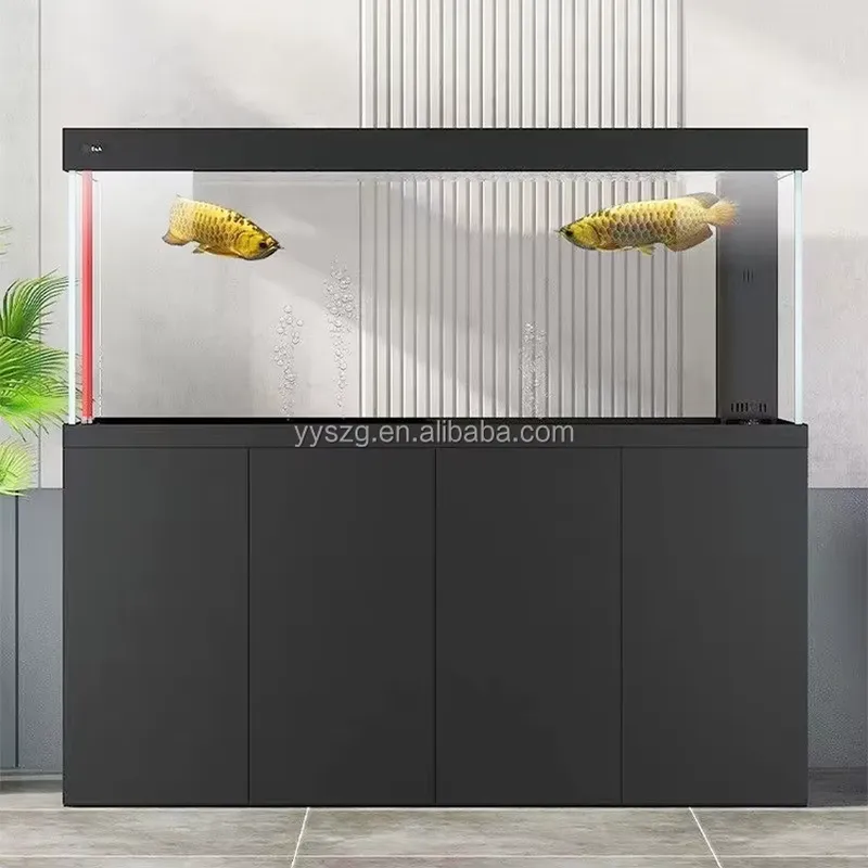 All Fish In Aquarium - 超透明ガラス一体型淡水水槽 850L～1000L 内蔵フィルターとアルミ合金製スタンド付き