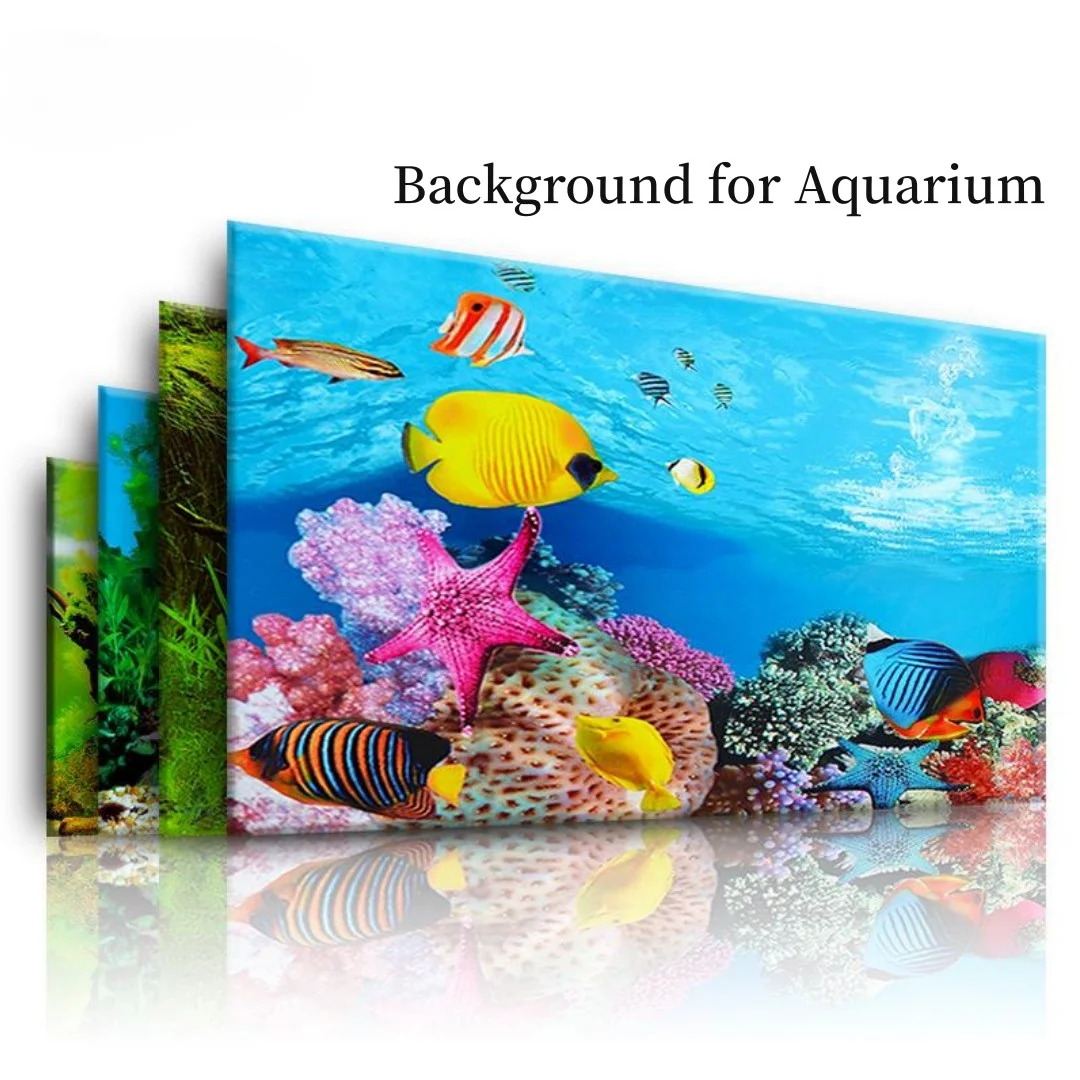 Aquarium Fish Background - 3D水族館の背景ステッカー,水槽の装飾,海洋植物,両面風景,装飾アクセサリー