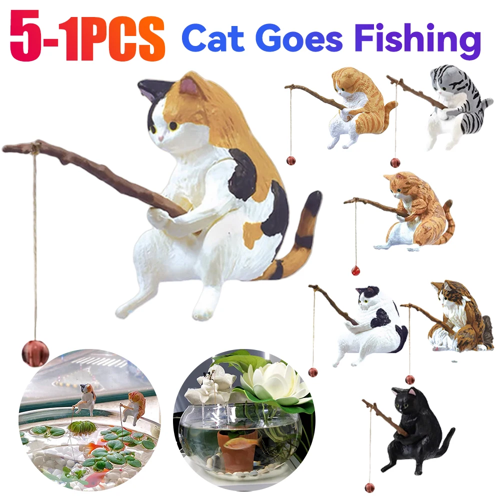 1-5 個釣り猫水族館の装飾水槽ハンギング装飾風景 Aqua - Aquarium Fish Background のレビューと価格